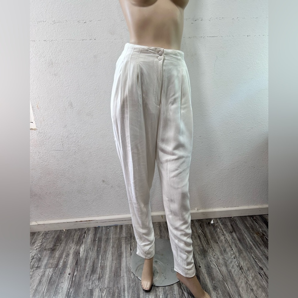 KATSAI Tailored High-Waist Pleated Chinos in Off-White